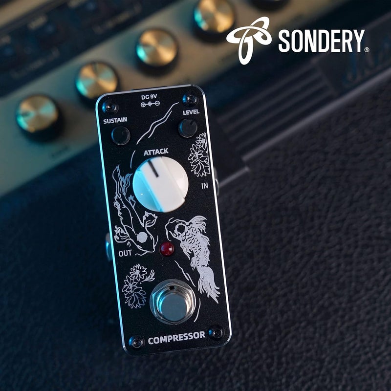 Sondery Compressor Pedal for Electric Guitar and Bass, Mini Compression Pedal True Bypass, Controls by Sustain Level and Attach, Art Design Series - Image 5